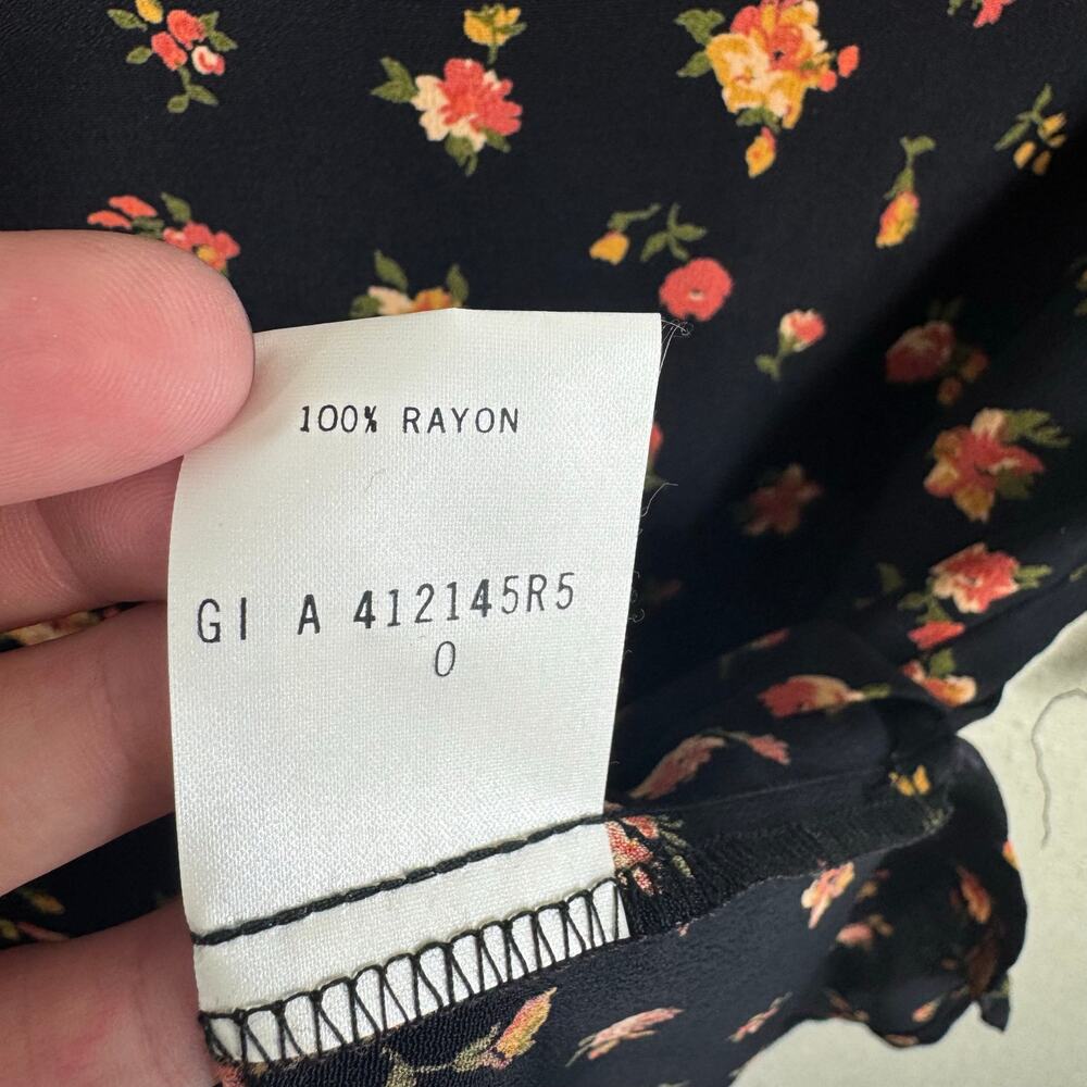 JH Collectibles NWT Vtg Union Made in USA Black Floral Short Sleeve Blouse Sz 12 - Picture 9 of 9